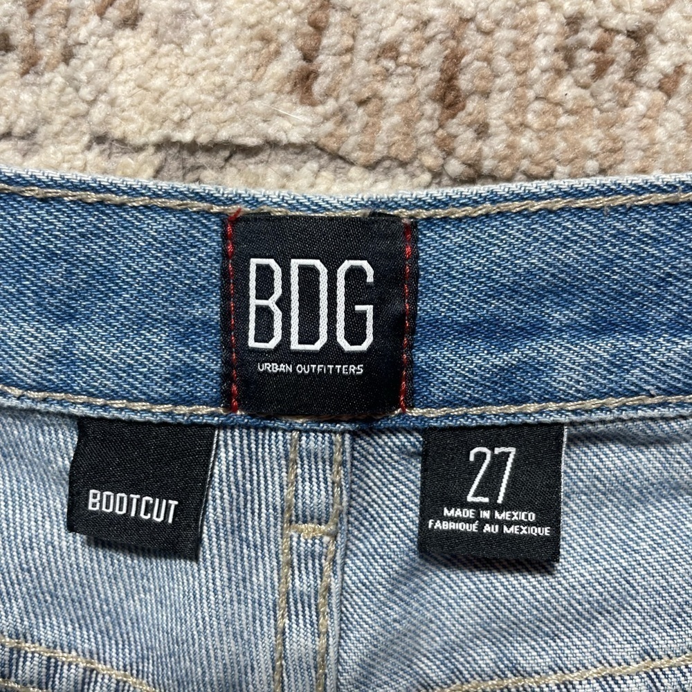 BDG Midrise Bootcut Leg Slit Blue Distressed Cotton Jean Size 27 - Picture 5 of 10